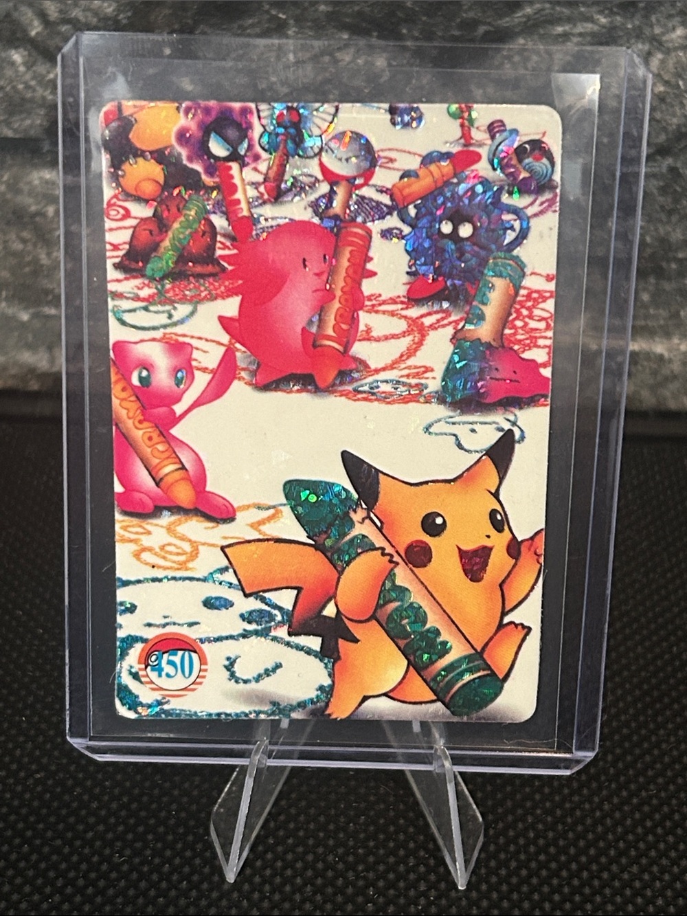 Vintage Pikachu/Mew Crayon #450 & Pikachu  Friends Prism Vending Machine Sticker